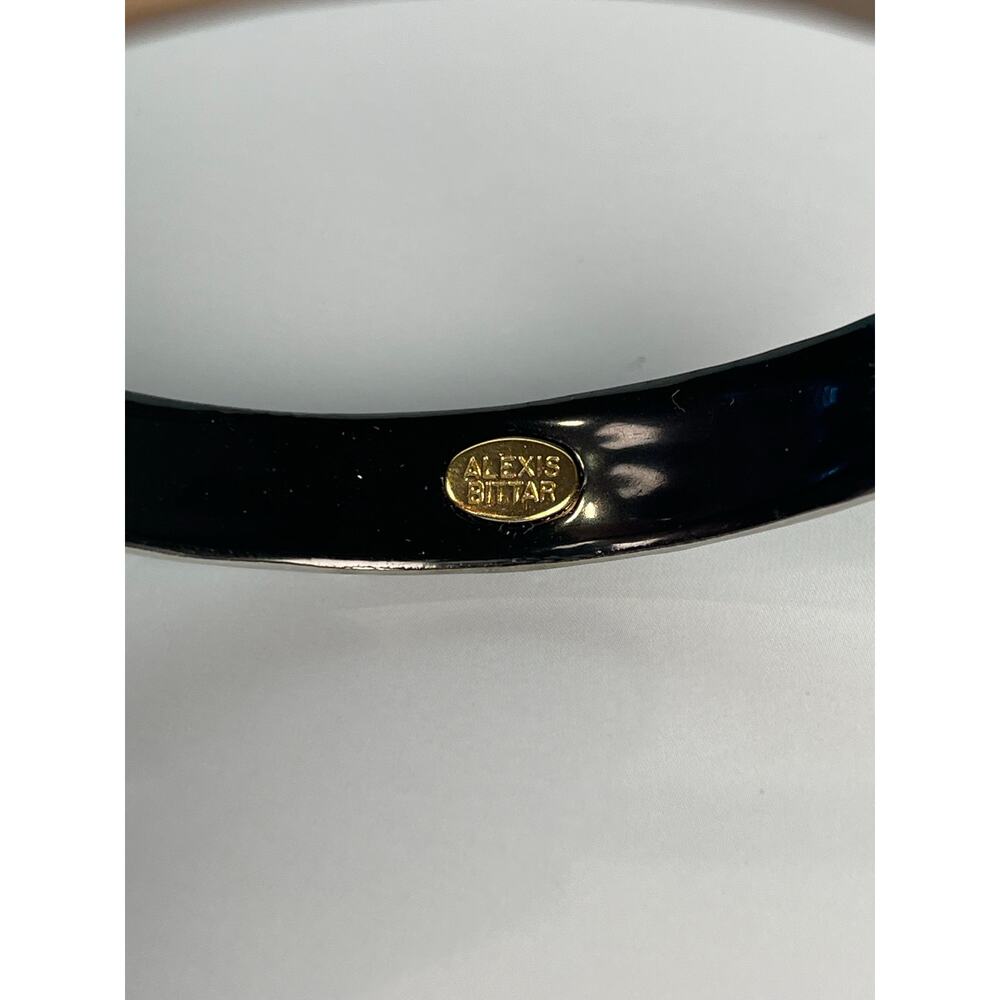 Vintage Alexis Bittar Brown Lucite Bangle Bracelet with Crystal Accents - Picture 5 of 7